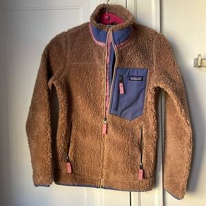 Patagonia Classic Retro-X Jacket Brown Blue Pink XXS Fleece Sherpa Coat